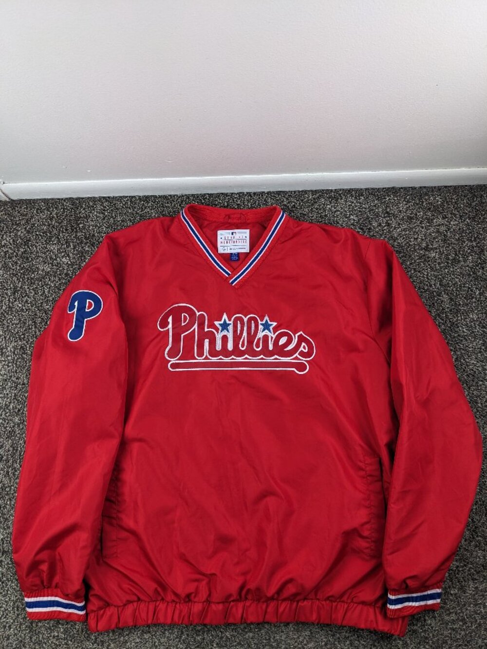 Vintage Philadelphia Phillies Jacket G-III Carl Banks Windbreaker Red Mens XL